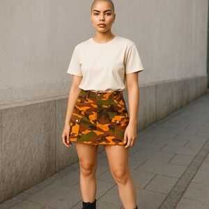 Grunge Y2K style Mini Skirt Camo Cargo Urban Outfitters BDG Small Orange